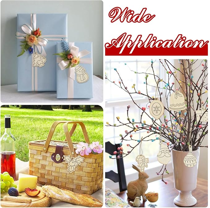 81 pcs 27 Styles Christmas Theme Unfinished Wooden Cutout Charms Snowman Winter - Image 7