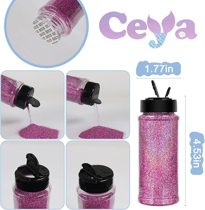 Ceya 3.8oz/ 110g Holographic Ultra Fine Glitter Powder Laser Violet Glitter - Image 4
