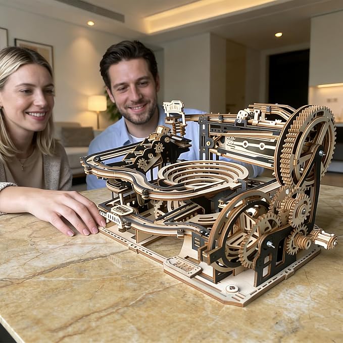 3D Wooden Puzzles for Adults Wood Marble Run DIY Model Kit Mechanical Craft Kit - Image 6