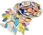 500g/1.1lb Leaf-Shaped Ceramic Mosaic Tiles, Ceramic Mosaic Pieces - Image 2