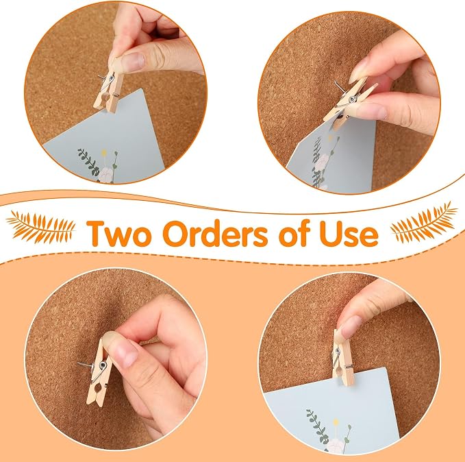 SANNIX 50Pcs Push Pin with Wooden Clips, Push Pins - Image 4