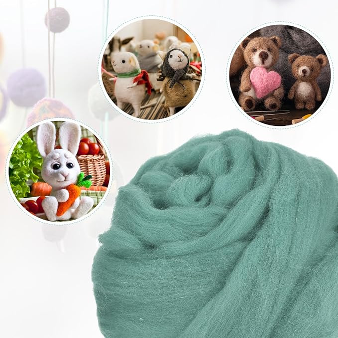 uxcell Needle Felting Wool, 8.5 Oz Nature Fibre Wool Yarn Roving - Image 4