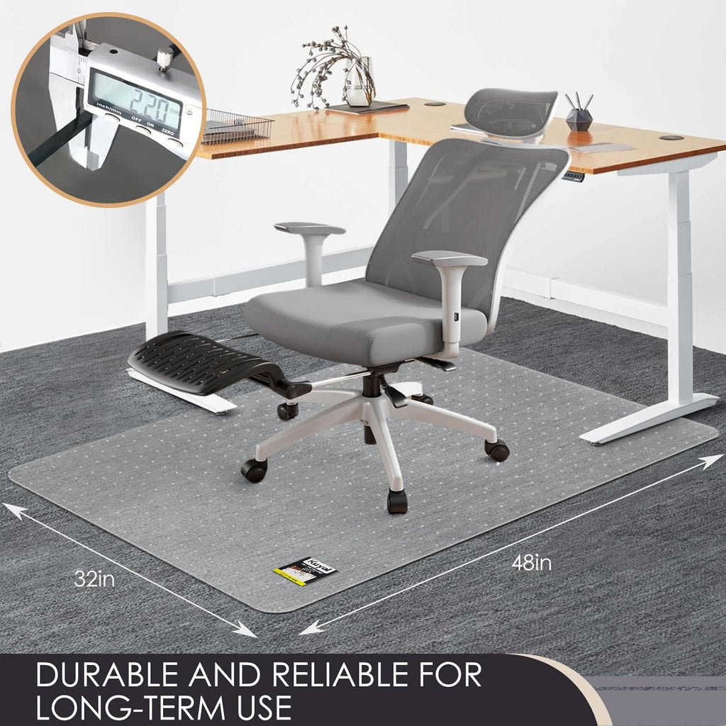 Kuyal Office Chair Mat for Carpet, 32x48 Clear Heavy Duty Computer Chair Mat, Under Desk Protector Carpeted Floors Mat, Easy Chair Movement,Ship Flat