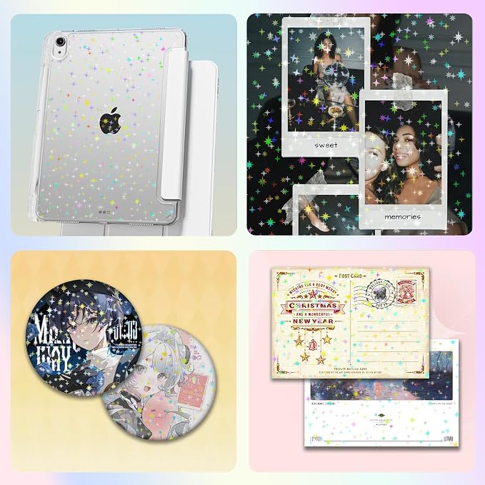 36 Sheets Holographic Sticker Paper Transparent Holographic Laminate Sheets | - Image 6