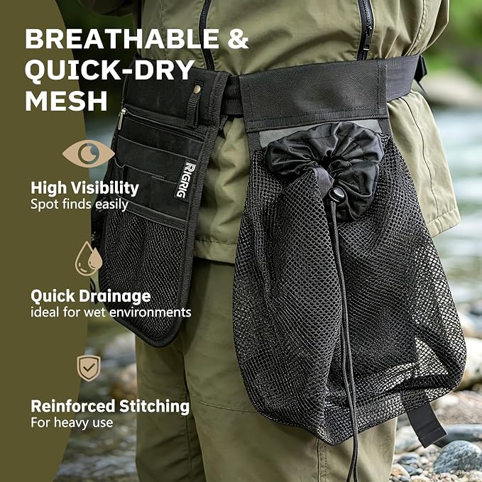 Rock Collecting Waist Bag, Mushroom Hunting, Mesh Fanny Pack - Image 4