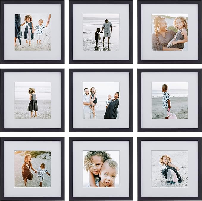 Sheffield Home 9 Piece Gallery Wall Frame Set, 12x12 in. Matted to 8x8 in. by SheffieldHome