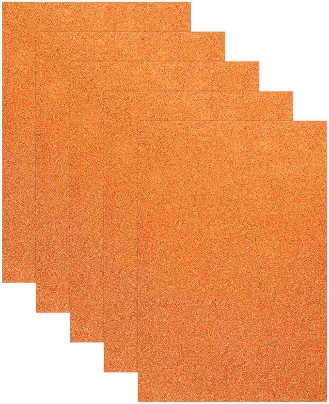MECCANIXITY 5 Sheets Orange Shiny Foam Sheets, 8 Inch x 12 Inch Sparkle EVA by MECCANIXITY