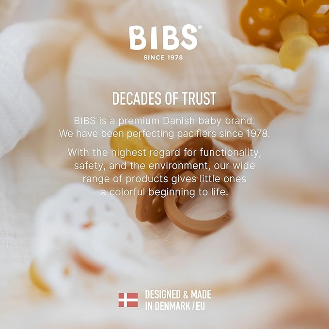 BIBS Boheme Soother 4-Pack | BPA Free Dummy Pacifier | Round Nipple | Natural Rubber Latex | Made in Denmark | Size 6-18 Months | Peach Mix