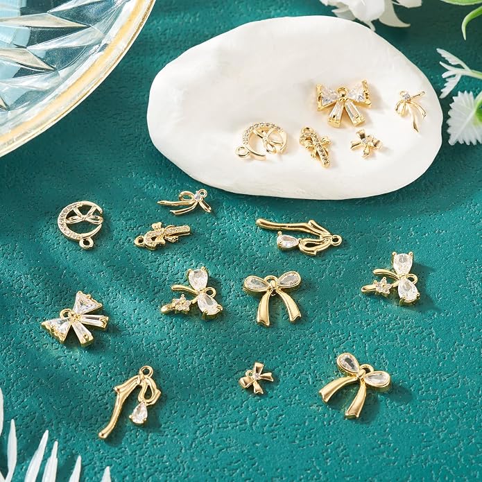 FASHEWELRY Alloy Bowknot Charms Links Golden Bow Tie Connector Charms Metal Bow - Image 6