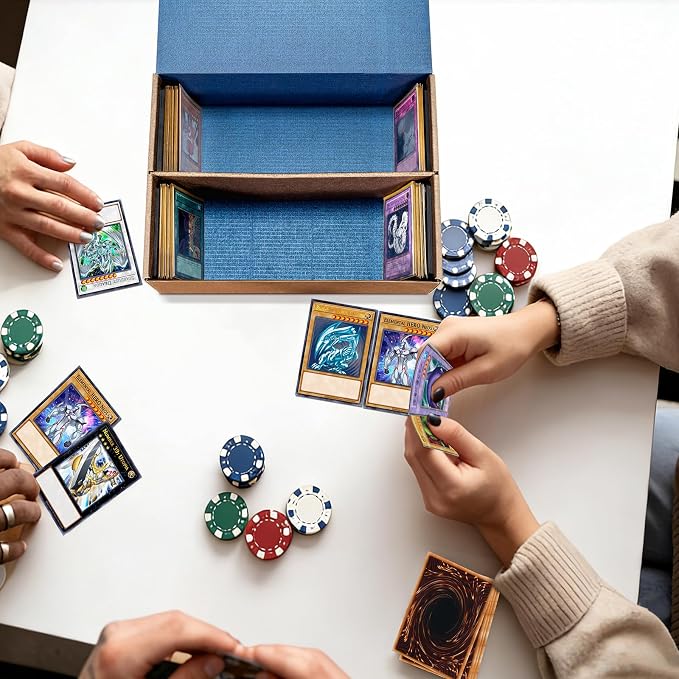 Card Storage Box, Reversible Blue Gold Trading Card Organizer - Image 8