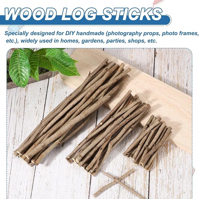 PATIKIL 25 Pcs 12inch Wood Log Sticks, 0.31-0.39inch in Diameter Natural - Image 4