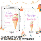 Ice Cream Birthday Invitations, 25 Double-Sided Invitation Cards - Image 2