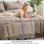 Love's cabin California King Comforter Set Light Brown, 7 Pieces California - Image 7