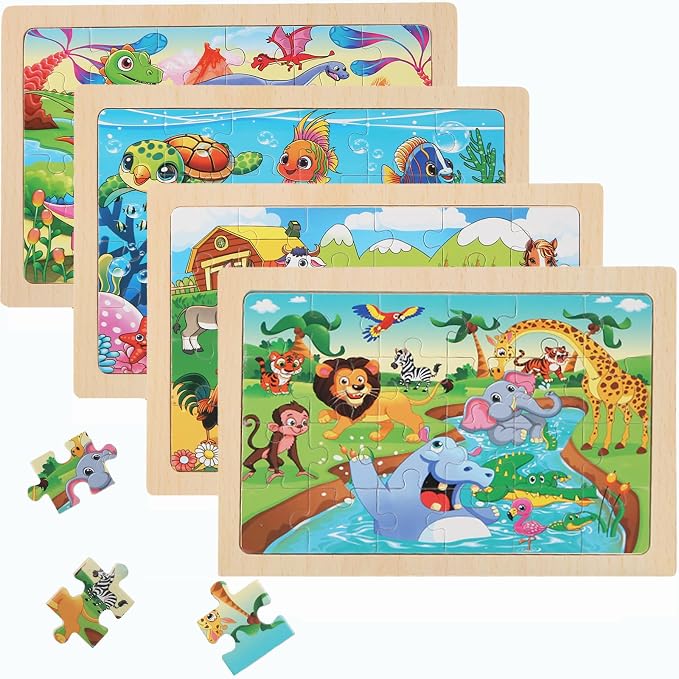Puzzles for Kids Ages 4-6, 4 Packs 24 Piece Wooden Jigsaw Puzzle for Toddlers - Image 5