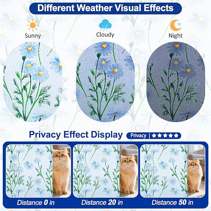 Countewol Privacy Window Films Stain Glass Cling No Glue Anti-UV Window Sticker - Image 4