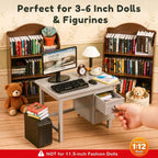 1:12 Scale Mini Desk Set with 100 Mini Books & 2 Bookshelves — Miniature - Image 3
