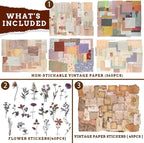 GNILLKO 445 PCS Vintage Scrapbook Paper Journaling Scrapbooking Supplies Kit - Image 6