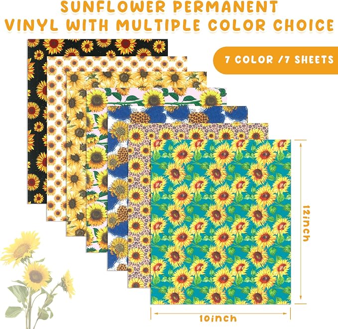 Tintnut Sunflower Permanent Vinyl 12x10in 7 Sheets Permanent Adhesive Vinyl | - Image 2