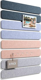 Fluxynara Cork Board Alternative Felt Strip Board 8-Pack 13"x2", Office Pin by FLUXYNARA