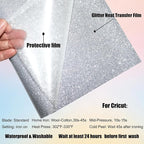 Silver Glitter Heat Transfer Vinyl Roll Silver Htv 12 Inch x 5 Feet Iron on - Image 3
