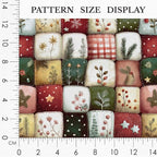 Patchwork Cotton Fabric Panel 61 x 36.6 Inches, Christmas Botanical Squares - Image 3