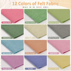 XSEINO 12 Rolls 8"x35" 1.4mm Thick Soft Felt Fabric Sheet 12 Assorted Morandi - Image 2