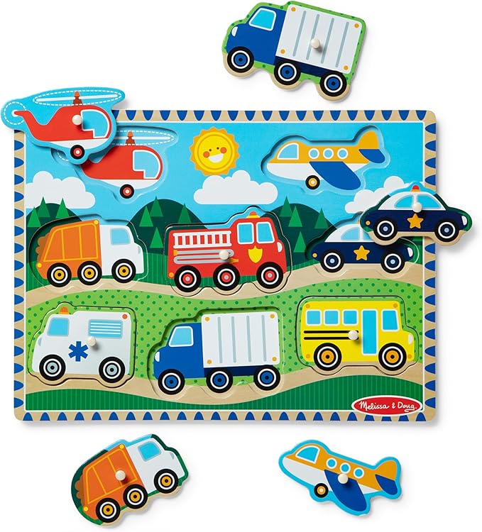 Melissa & Doug Vehicles Wooden Peg Puzzle by Unknown