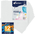 Canvas Panels 11x14 Inch 12-Pack, 10 oz Primed 100% Cotton Canvases by Artkey
