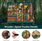 BODHIPNJOY Bookshelf Puzzles for Adults 500 Pieces, Wildflower Books Pages - Image 2