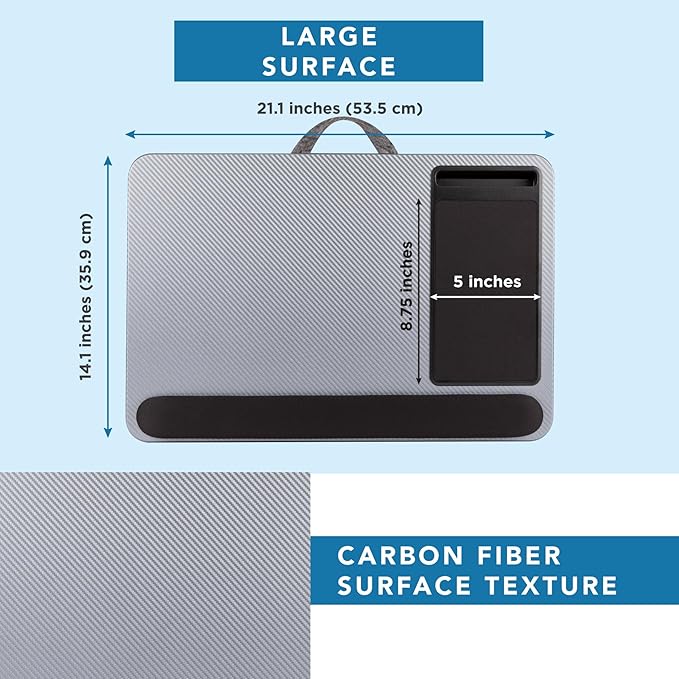 LAPGEAR Home Office Pro Lap Desk – Silver Carbon, Fits 15.6” Laptops - Image 5