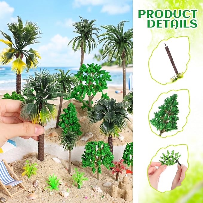 Skylety 35 Pcs Model Trees 6.3-1.2 Inch Mixed Miniature Trees Diorama Supplies - Image 3