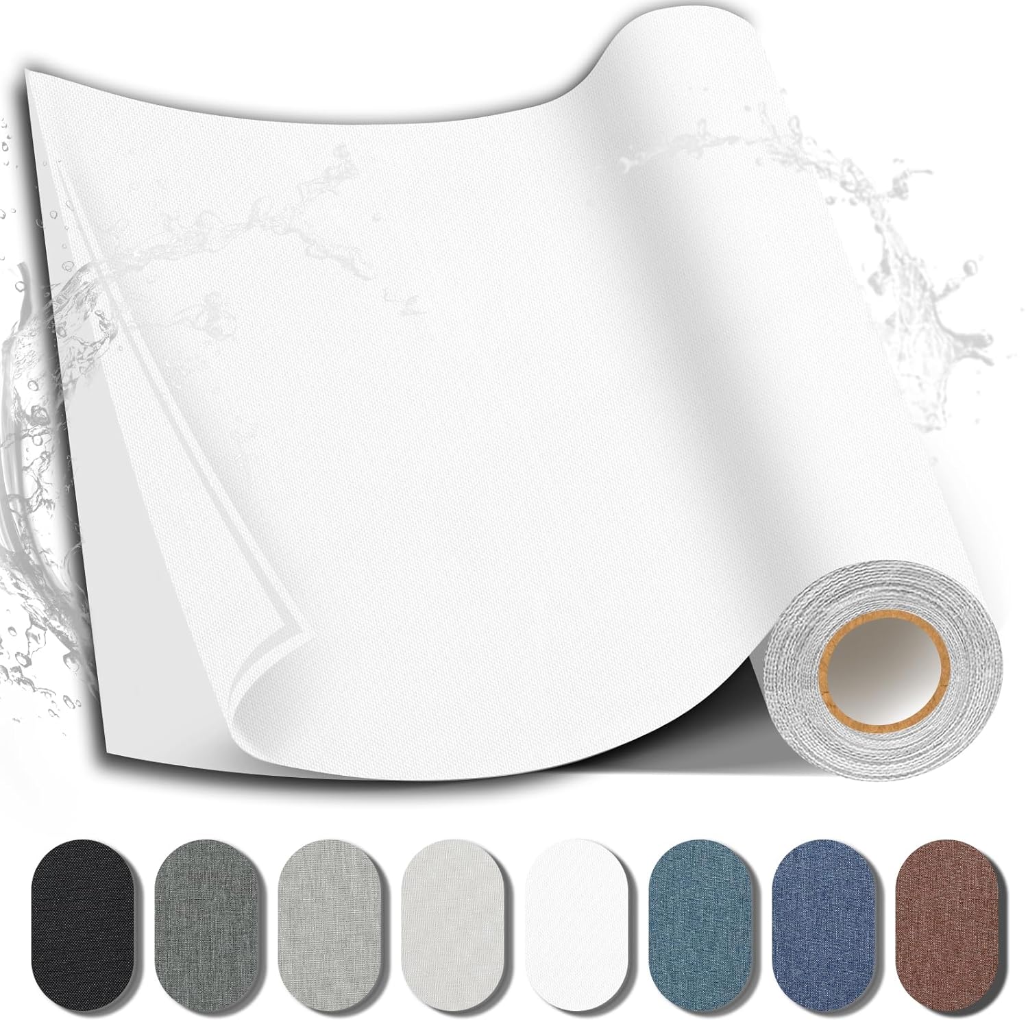 Fabric Repair Patch, 17X79 Inch Fabric Large Repair Tape, Self-Adhesive Patches for Furniture, Sofa, Car Interior, Shoes, Hand Bag, Clothing (White, 17X79 Inch)