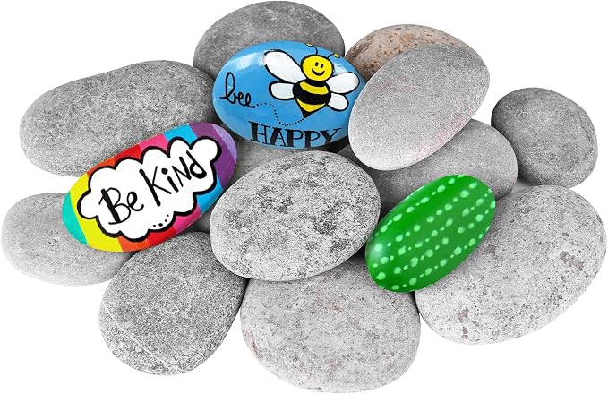River Rocks for Painting 15 Pcs Large 2-3 Inch Flat Smooth Painting Stones by dojobkinb