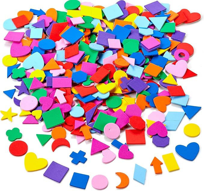 1050PCS Assorted Foam Shapes Stickers, Bulk Collage Materials | by IFKEGON