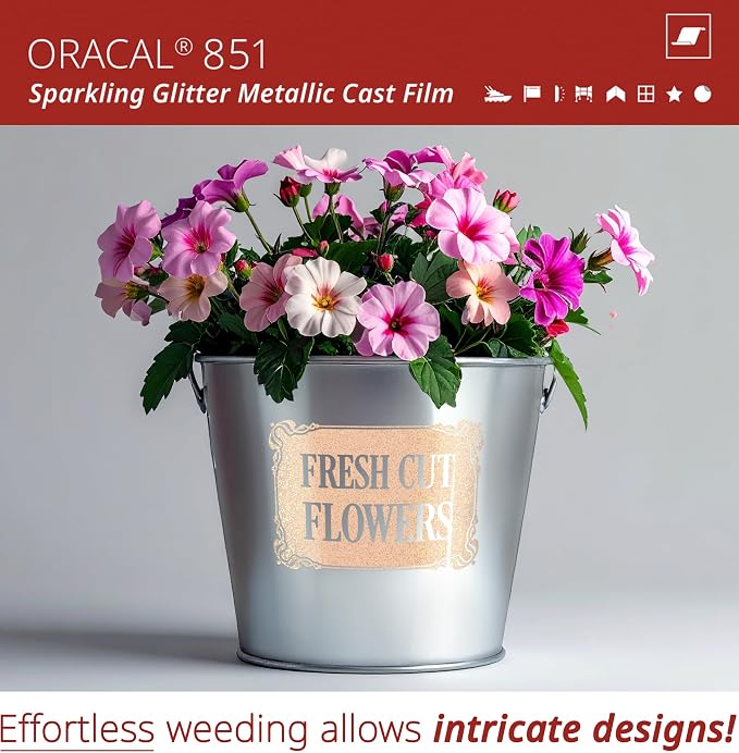 ORACAL 851 Cast Bridal Pink Lace Metallic Sparkle Glitter Craft Film Premium - Image 3