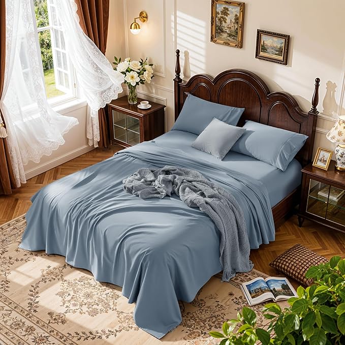 LBRO2M 1000 Thread Count 100% Egyptian Cotton Sheets Set Clifornia King by LBRO2MBedding