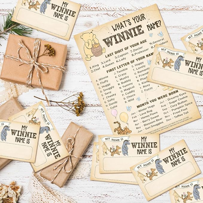 What's Your Winnie Name Game Cards, Winnie Baby Shower Game, 1 Winnie Name Game - Image 3