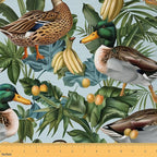 Wild Duck Fabric by The Yard, Tropical Banana Fruits WaterproofFabric, Rustic by CastleFairy