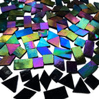 Iridescent Black Glass Mosaic Tiles, 280 Pieces Mixed 4 Shapes Stained Glass - Image 3