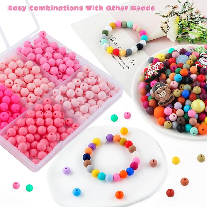 300Pcs Silicone Beads 9mm Mix Color, Bulk Silicone Beads 9mm - Image 5