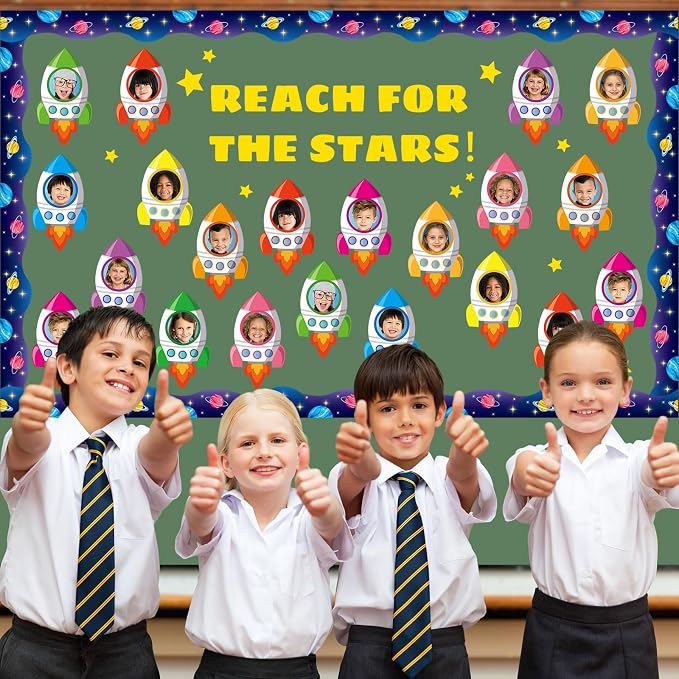 160Pcs Rocket Cutouts Back to School Bulletin Board Decoration Set Outer Space - Image 5