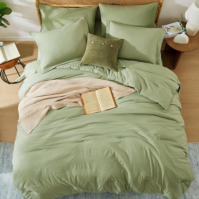 WRENSONGE California King Size Comforter Set- 7 Pieces Sage Green Bed in a Bag - Image 3