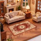 4 Pack 1:12 Scale Dollhouse Rugs, 6.7"×4.3" Vintage Floral Miniature Area Carpet - Image 3