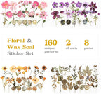 Dizdkizd 320Pcs Realistic Transparent Flower & Wax Seal Stickers - Image 2
