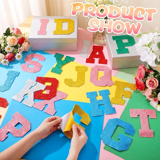 WILLBOND 52 Pcs Glitter Foam Alphabet Letters - Image 2