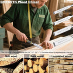 GREBSTK 4-Piece Ultra-Sharp Wood Chisel Set, CR-V Steel Beveled Blades - Image 6