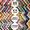 Vintage Floral & Botanical Cotton Fabric Bundle – 60 Pre-Cut Squares, 100% by FabricsTown