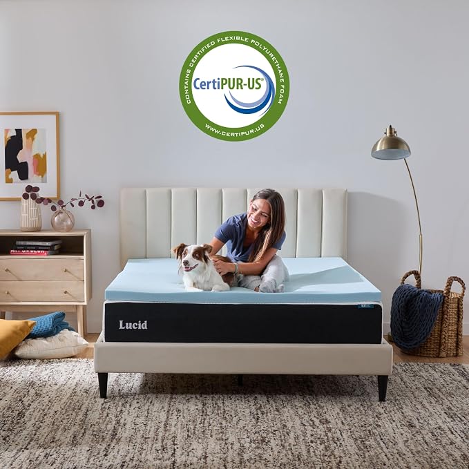 Lucid 2 Inch Memory Foam Mattress Topper, Twin XL Size – Cooling Gel Bed Topper - Image 5