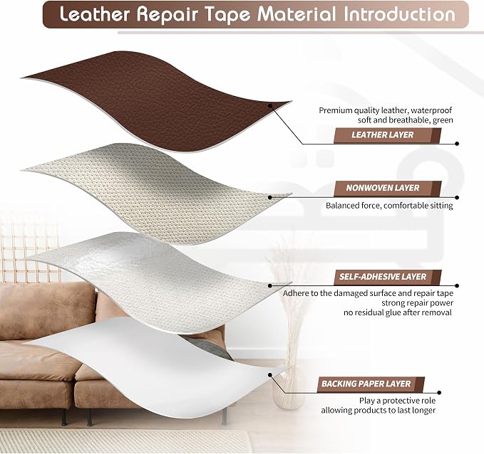 KING MOUNTAIN Leather Repair Patch, 2 Packs 9 x 11 Inches self Adhesive Leather - Image 3