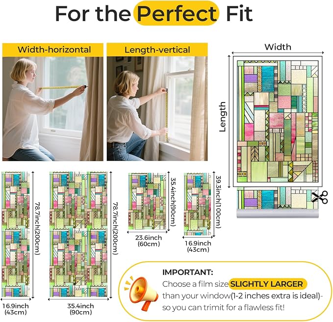 3D Stained Glass Window Privacy Film, Heat Control UV Blocking Static Cling - Image 7